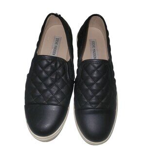 STEVE MADDEN ZAANDER Quilted Leather Slip-on Tennis Shoe 8 Black Comfort Designe